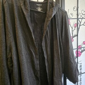 Workout-Pilates Torrid Charcoal GRAY Hooded open CARDIGAN Size 4x With POCKETS